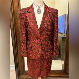 ALOUETTE Paris Vintage Women's Red  Blazer Jacket /skirt Made in France Size 4